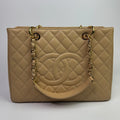 CHANEL GRAND SHOPPER TOTE IN BEIGE CAVIAR LEATHER WITH GHW