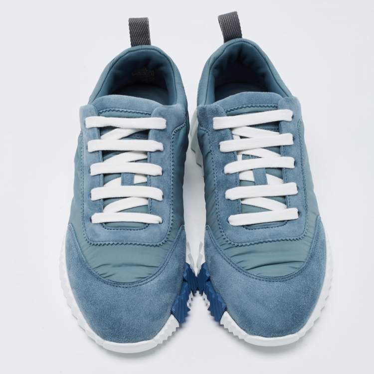 Hermes Blue Neoprene and Suede Bouncing Sneakers Size 37