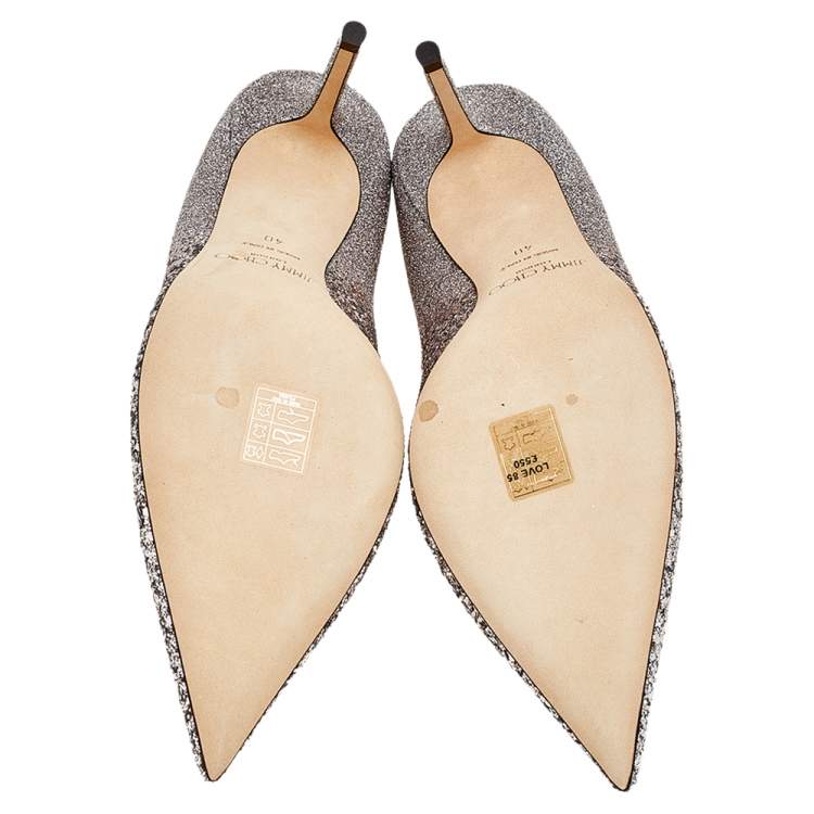 Jimmy Choo Light Lilac Glitter Love Pointed Toe Pumps Size 40