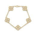 Van Cleef & Arpels 18k Yellow Gold 5 Diamond Motifs Vintage Alhambra Bracelet VCARA41400