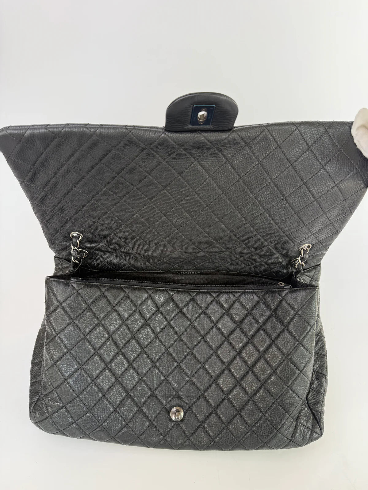 CHANEL AIRLINE XXL CLASSIC FLAP IN BLACK CALFSKIN WITH RHW