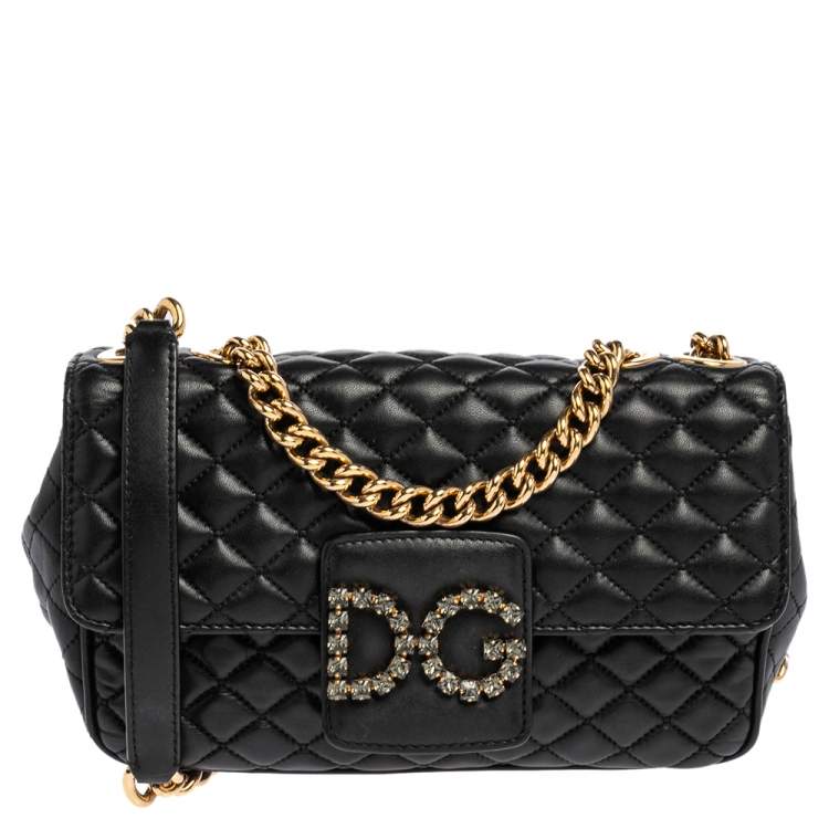 Dolce & Gabbana Black Quilted Leather DG Millennials Shoulder Bag