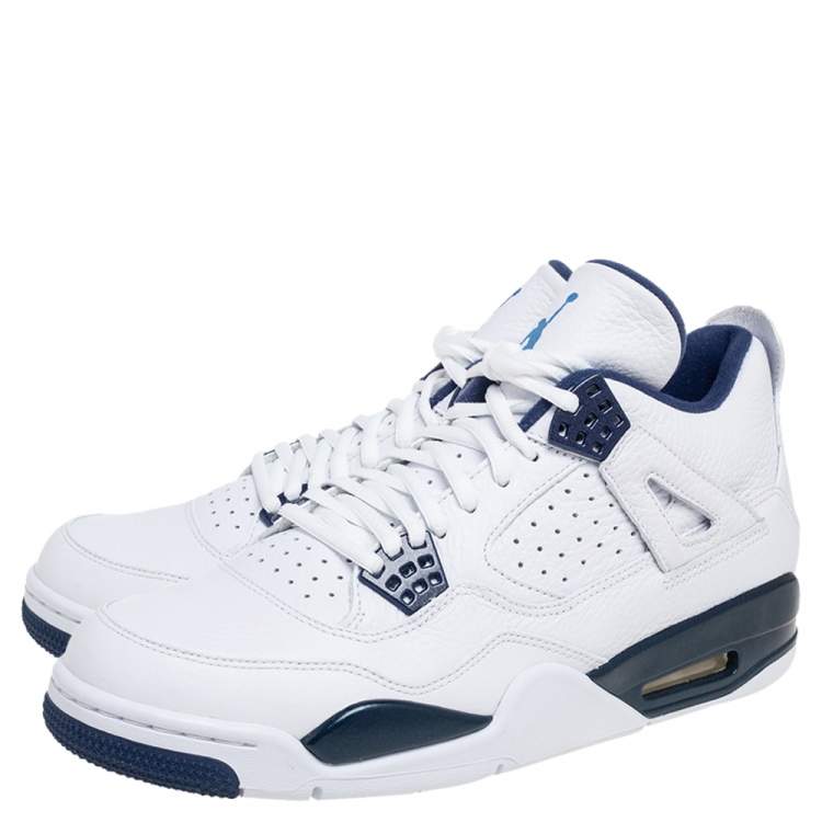 Air Jordan White/Legend Blue Leather Columbia Jordan 4 Retro Sneakers Size 42