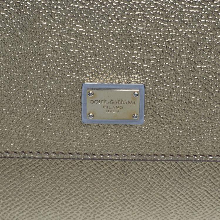 Dolce & Gabbana Gold Leather Small Miss Sicily Top Handle Bag