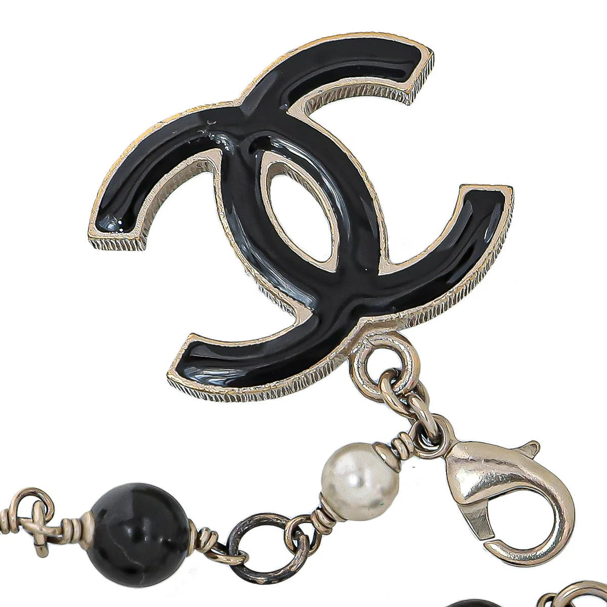 Chanel Bicolor CC Enamel Faux Pearl Bracelet