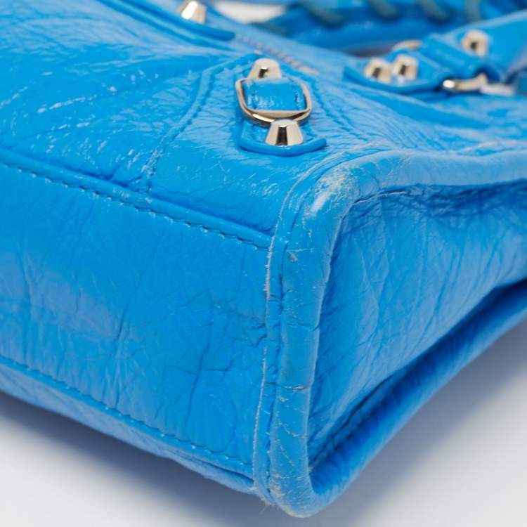 Balenciaga Blue Leather Nano Classic City Tote