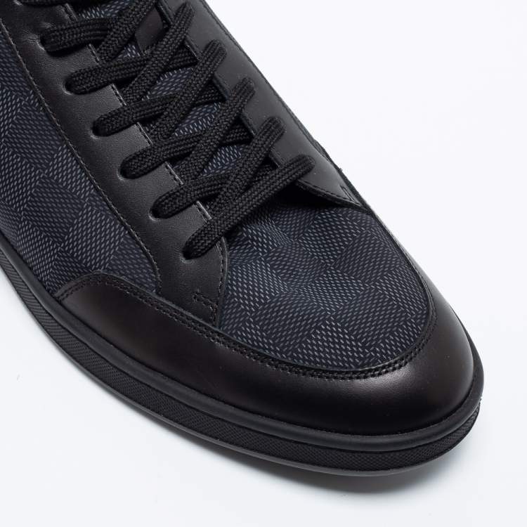 Louis Vuitton Graphite/Black Damier Nylon and Leather Offshore Low-Top Sneakers Size 41.5