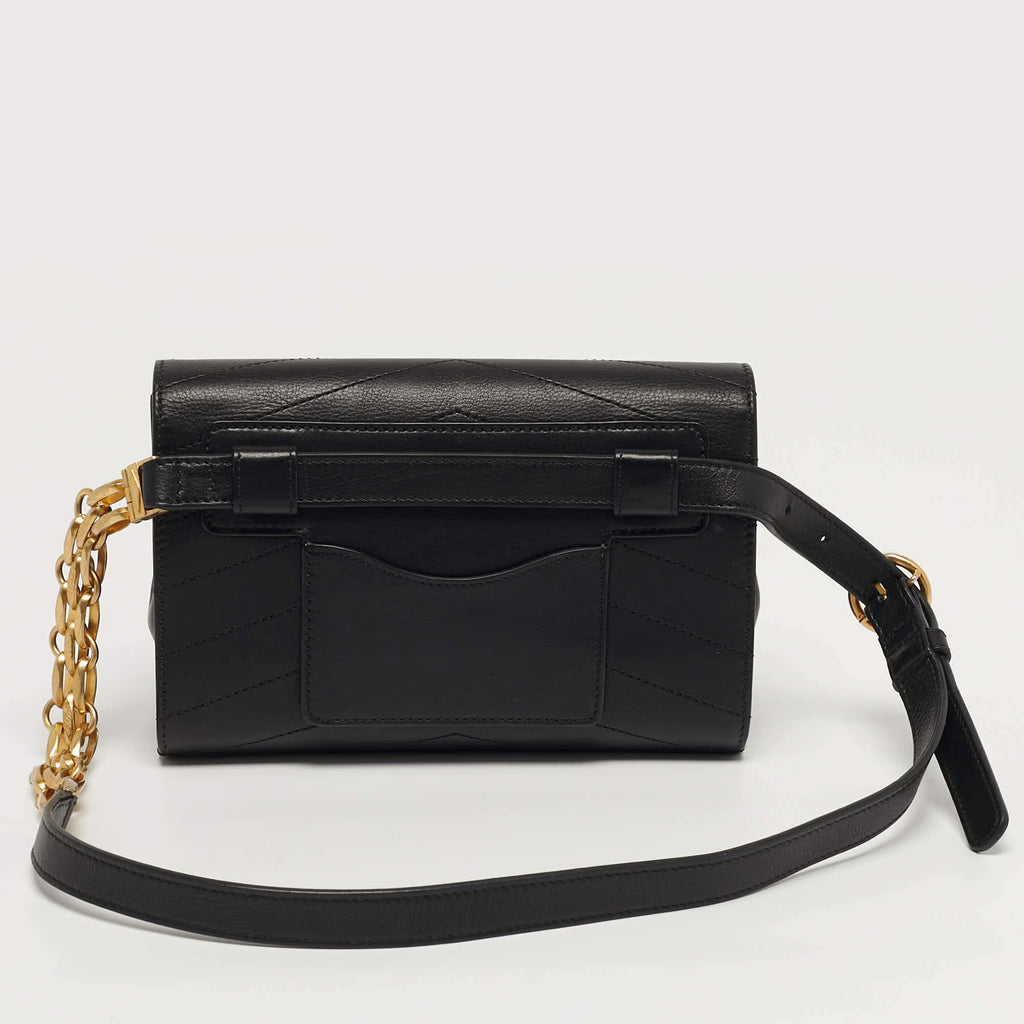 Chanel Coco Black Chevron Leather Waist Belt Bag