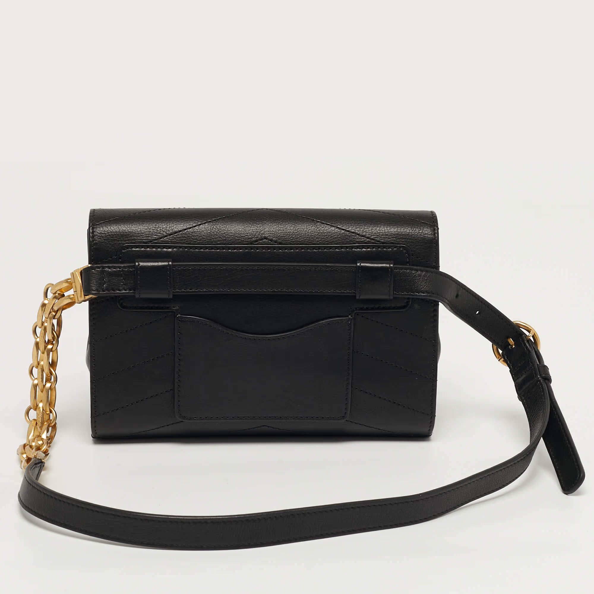 Chanel Coco Black Chevron Leather Waist Belt Bag