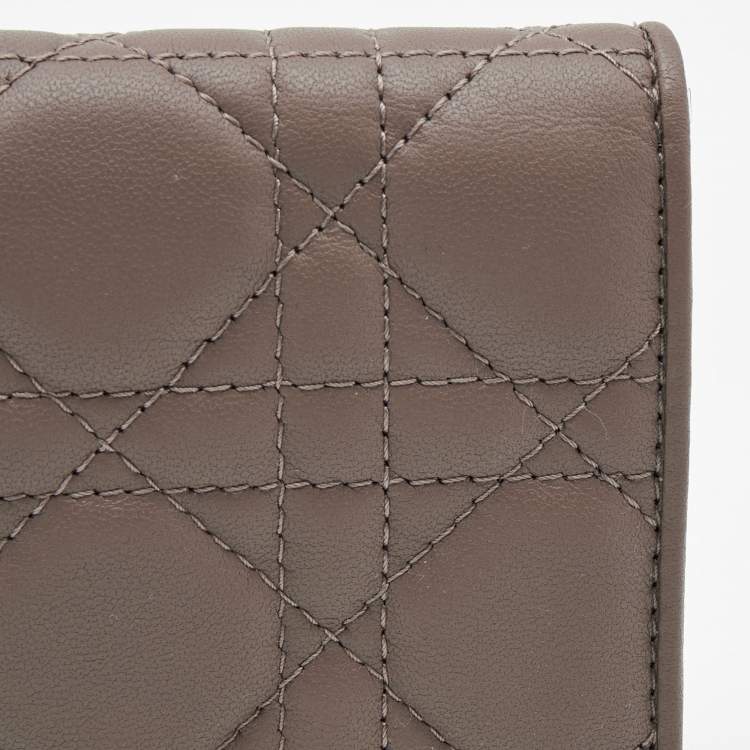 Dior Beige Leather Mini Lady Dior Wallet