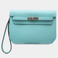 Hermes Blue Atoll Epsom Kelly Depeches Pouch 25