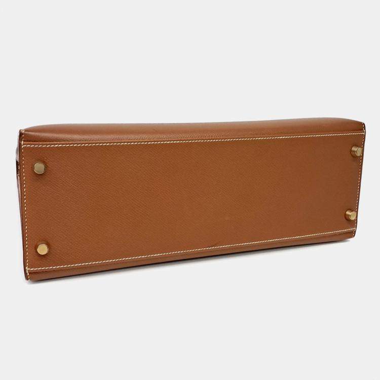 Hermes Brown Leather Outstitch Kelly 32