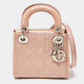 Dior Pink Cannage Patent Leather Mini Lady Dior Tote