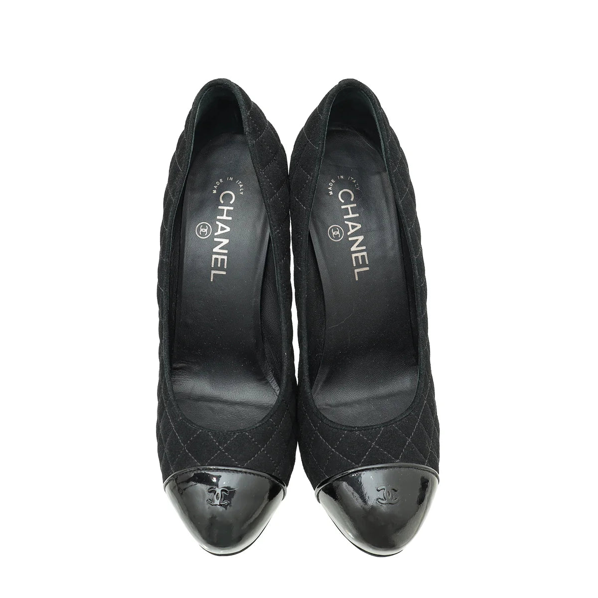 Chanel Black CC Captoe Quilted Pumps 40.5