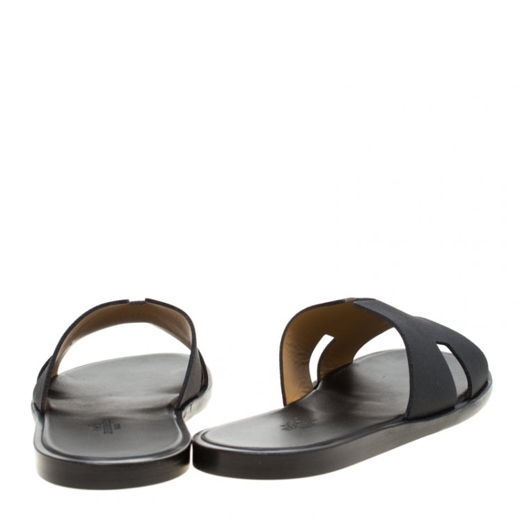 Hermes Black Leather Izmir Sandals Size 42.5