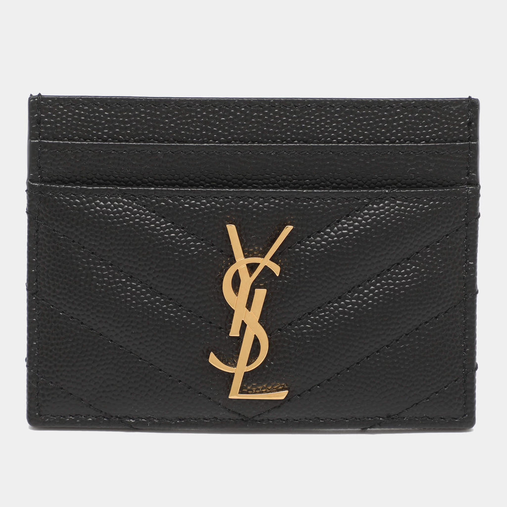 Saint Laurent Cassandre Black Matelasse Leather Card Holder