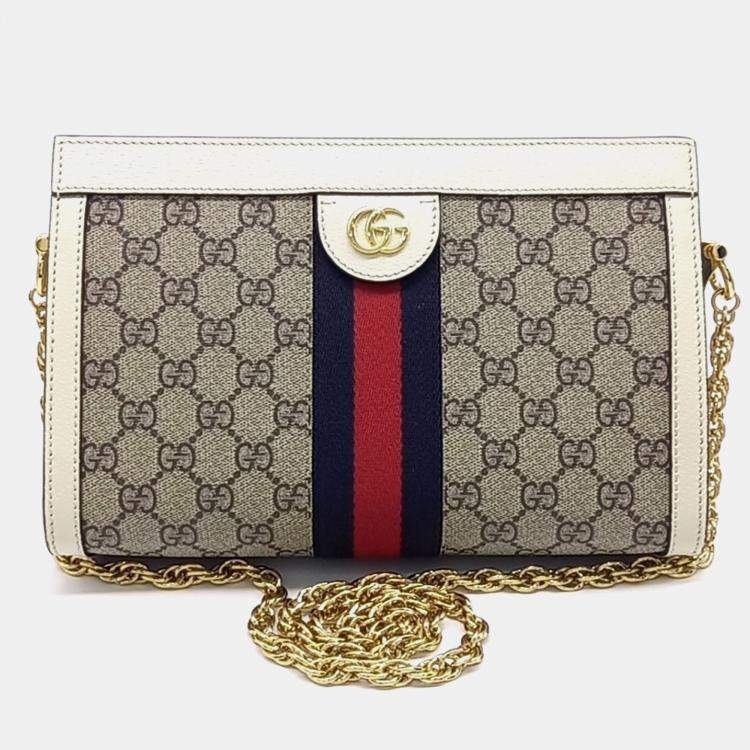 Gucci Beige White Coated Canvas and PVC Ophidia Gg Supreme Shoulder Bag