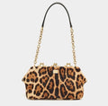 Dolce & Gabbana Miss Norma Brown/Beige Leopard Print Calf Hair Clutch