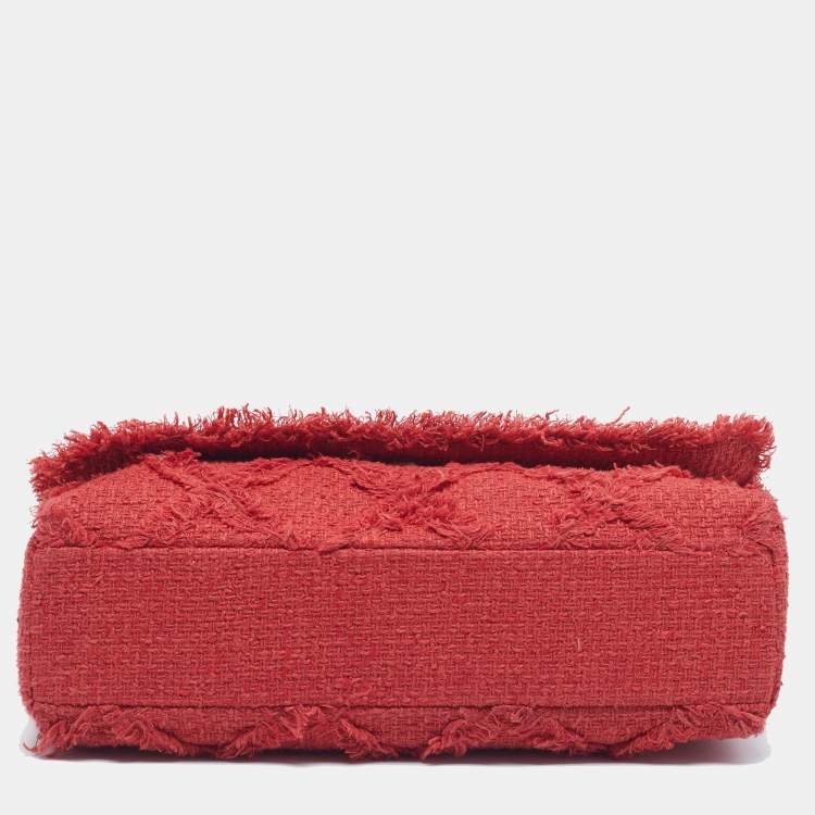 Chanel CC Mania Flap Red Quilted Tweed Bag