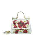 Dolce & Gabbana White Multicolor Flower Print Sicily Medium Bag