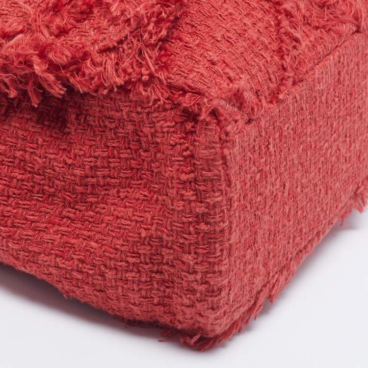 Chanel CC Mania Flap Red Quilted Tweed Bag