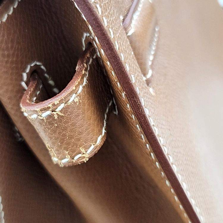 Hermes Brown Leather Outstitch Kelly 32