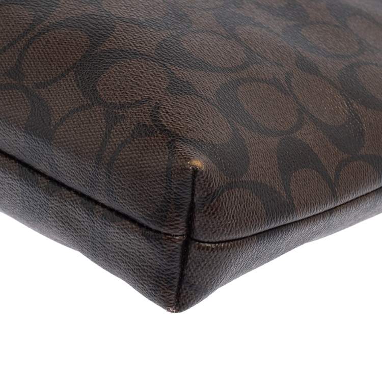 Coach Fuchsia/Brown Signature Coated Canvas and Leather Crossbody Bag