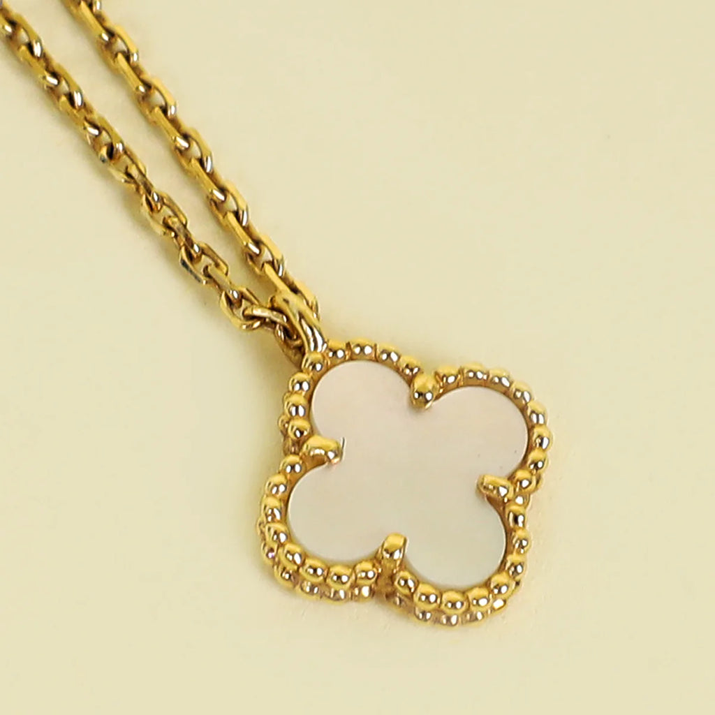 Van Cleef & Arpels 18K Yellow Gold MOP Sweet Alhambra Pendant Necklace