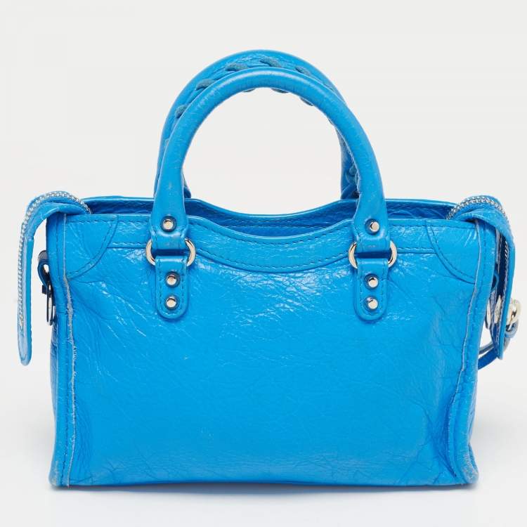 Balenciaga Blue Leather Nano Classic City Tote