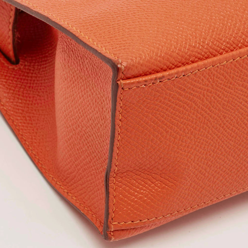 Hermes Kelly Palladium Finish Orange Poppy Epsom Leather Pochette