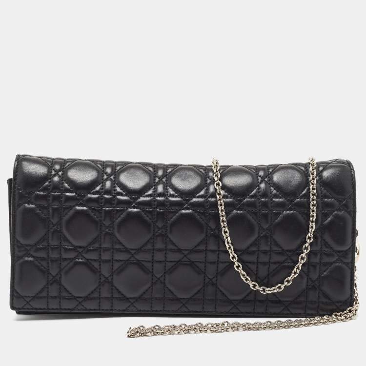 Dior Black Cannage Leather Lady Dior Chain Clutch