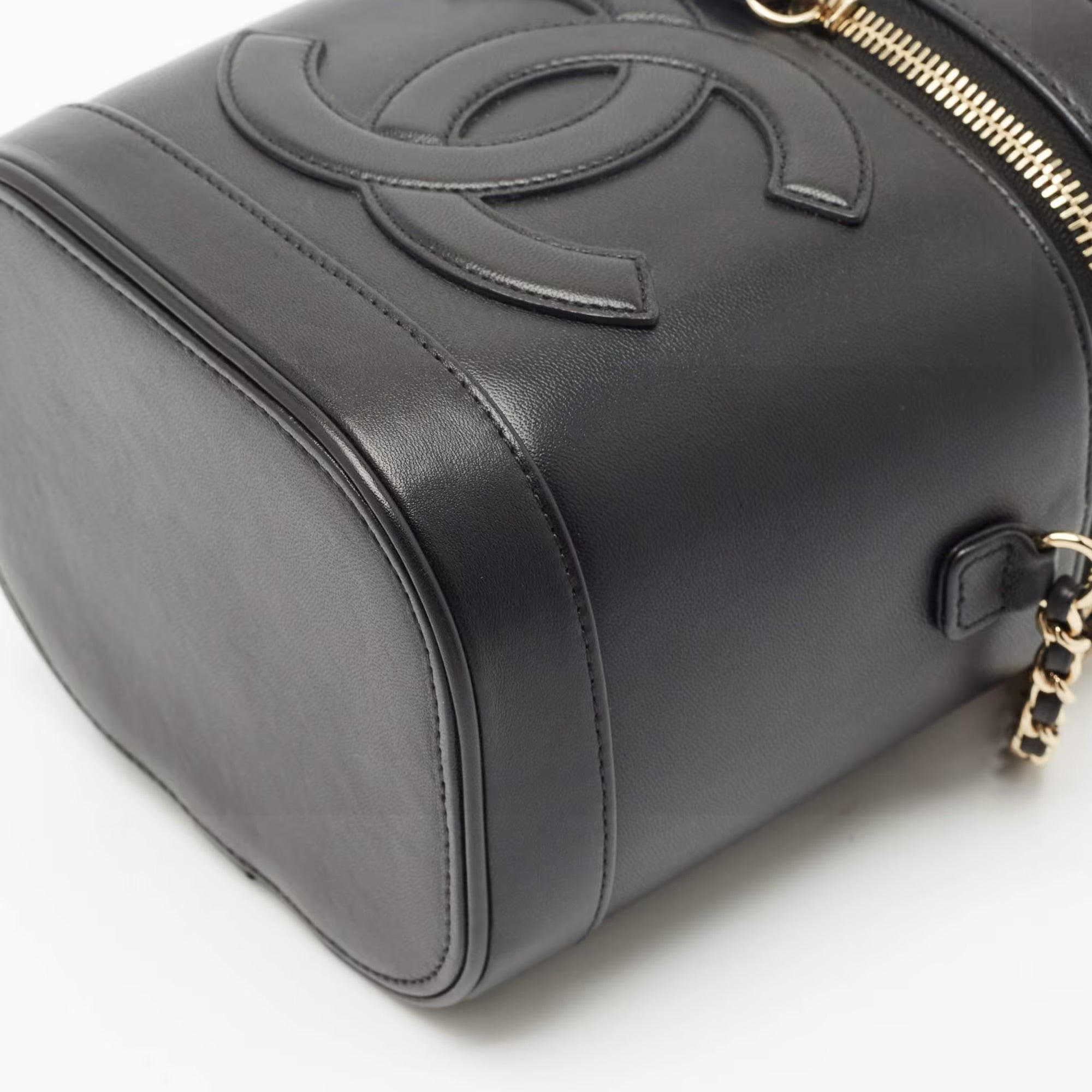 Chanel Black Leather CC Mania Vanity Bag