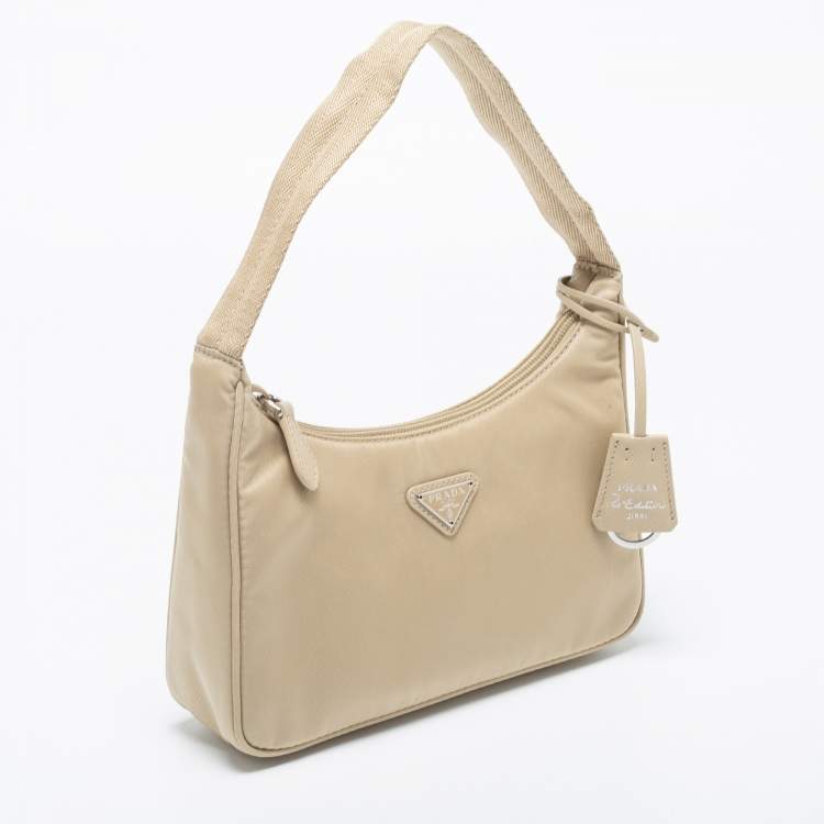 Prada Beige Nylon Mini Re-Edition 2000 Shoulder Bag