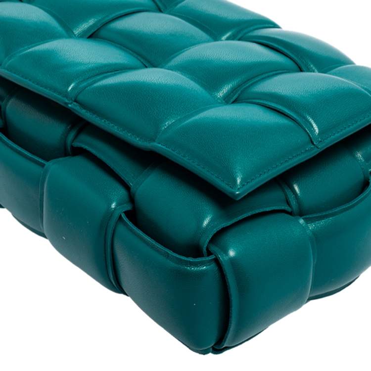 Bottega Veneta Teal Green Padded Leather Cassette Shoulder Bag