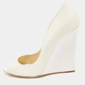 Jimmy Choo Off White Patent Leather Baxen Wedge Pumps Size 41