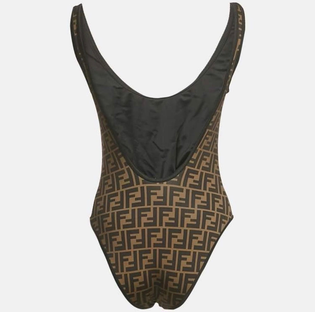 Fendi Brown Zucca Monogram Technical Reversible Swimsuit M