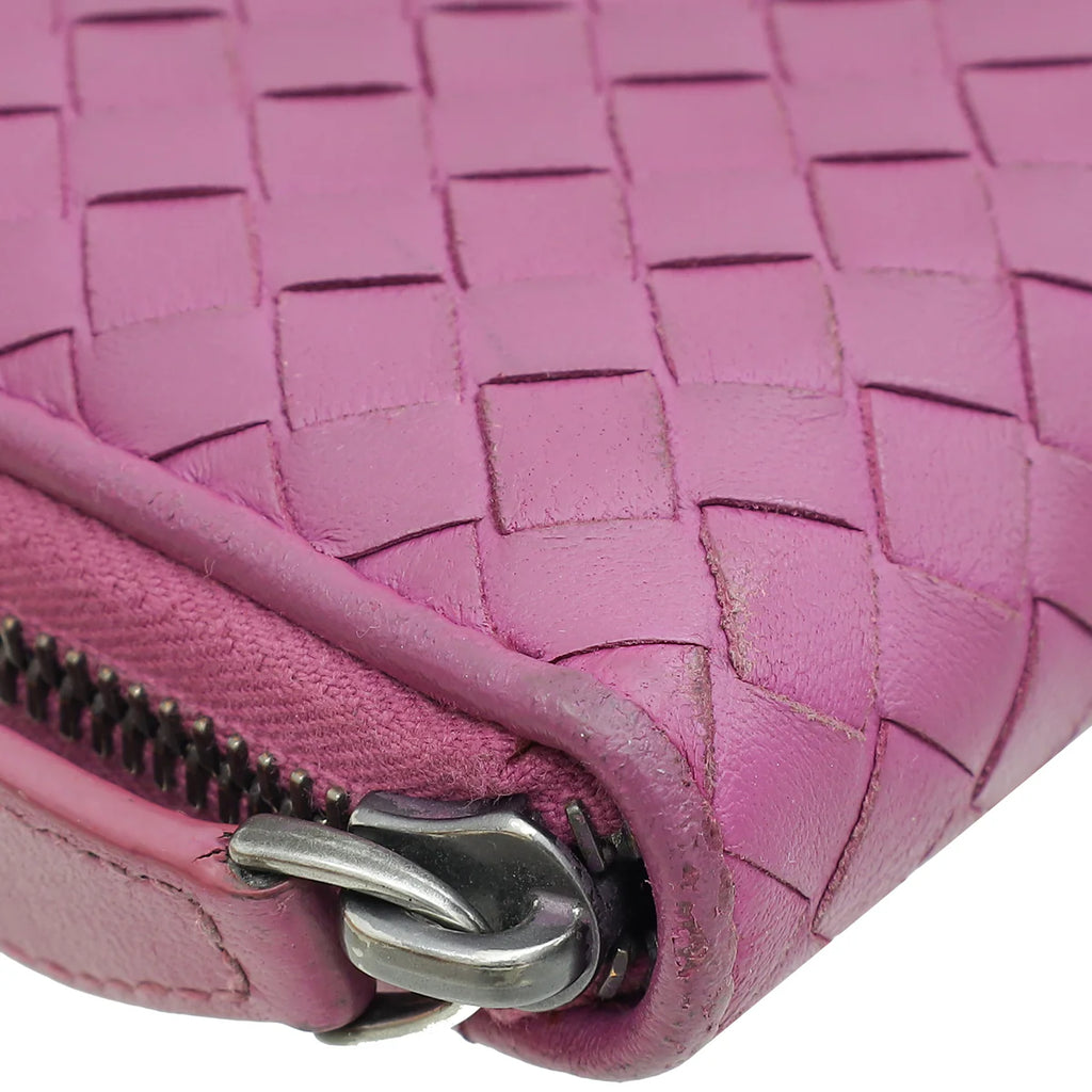 Bottega Veneta Peony Nappa Intrecciato Zip Around Wallet