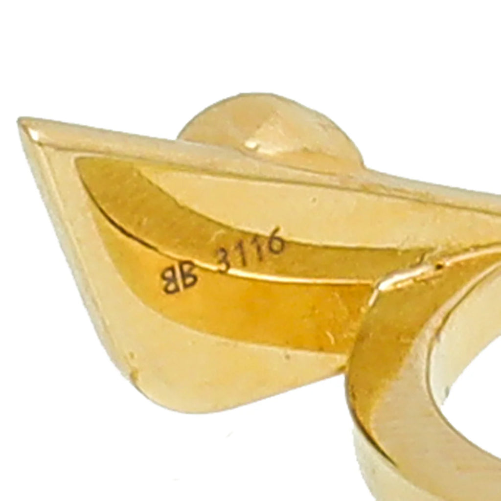 Fendi Yellow Gold Tone Monster Eye Faux Pearl 2 in 1 Ring