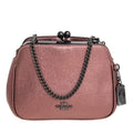 Coach Metallic Pink Leather Pearl KissLock Crossbody Bag