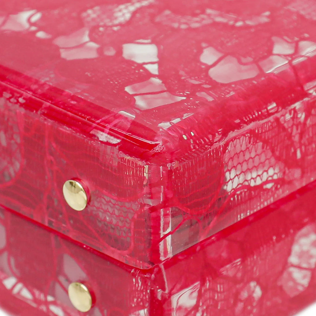 Dolce & Gabbana Red Plexiglass and Lace Box Pocket Clutch