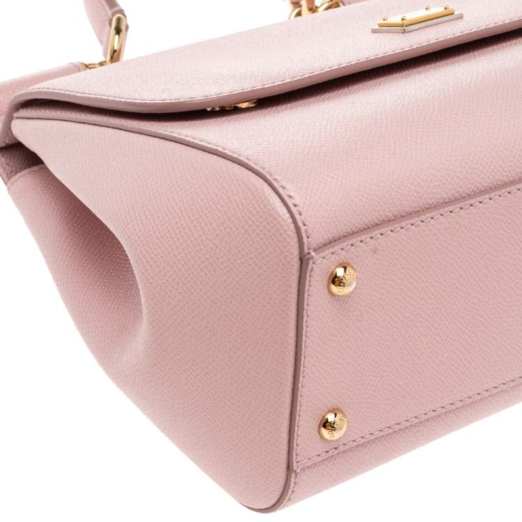 Dolce & Gabbana Baby Pink Leather Medium Miss Sicily Top Handle Bag