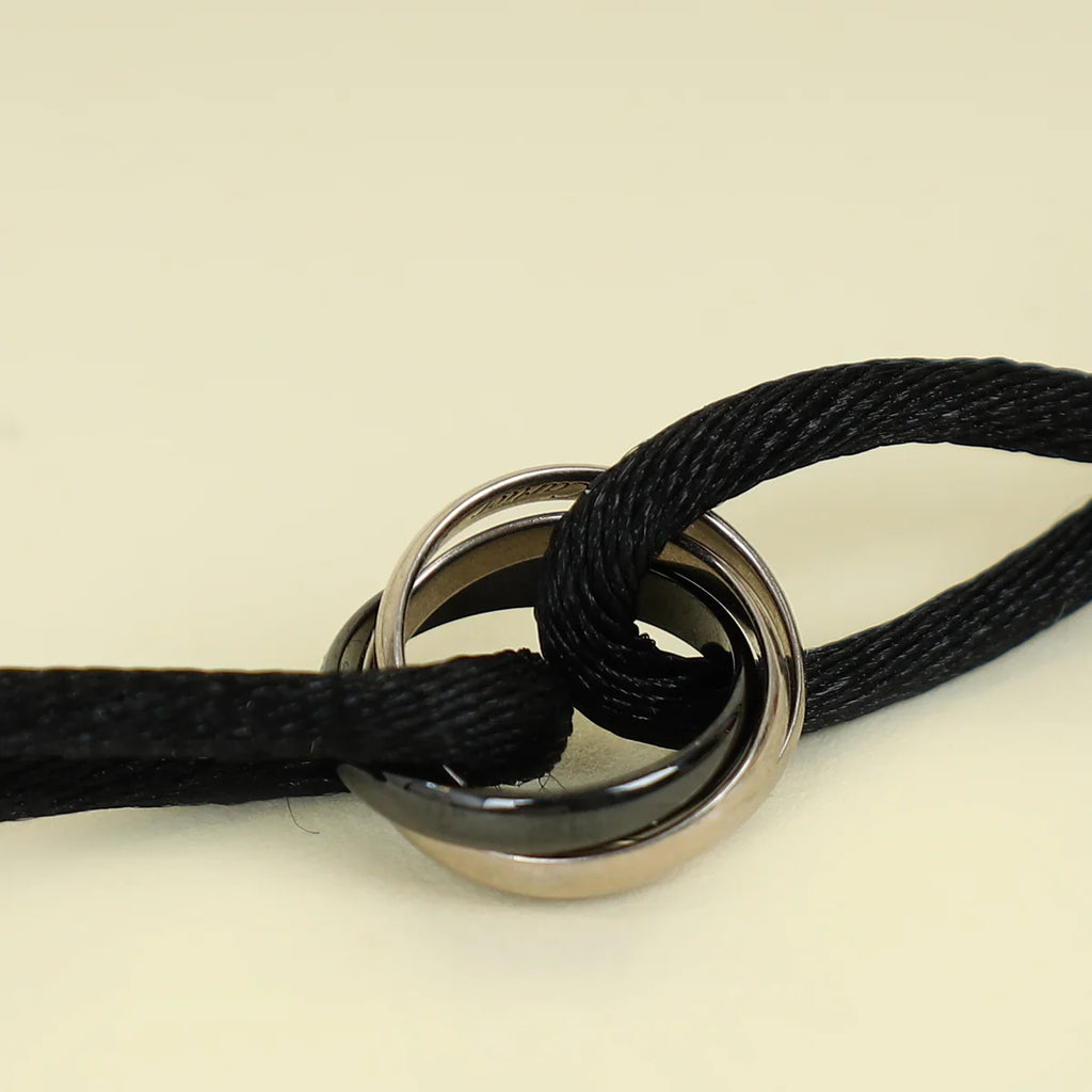 Cartier 18K Trinity White Gold Black Ceramic Cord Bracelet