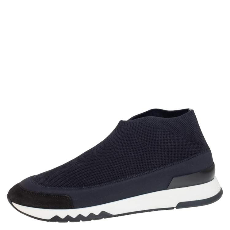 Hermes Black Knit Fabric Tokyo Slip On Sneakers Size 37.5