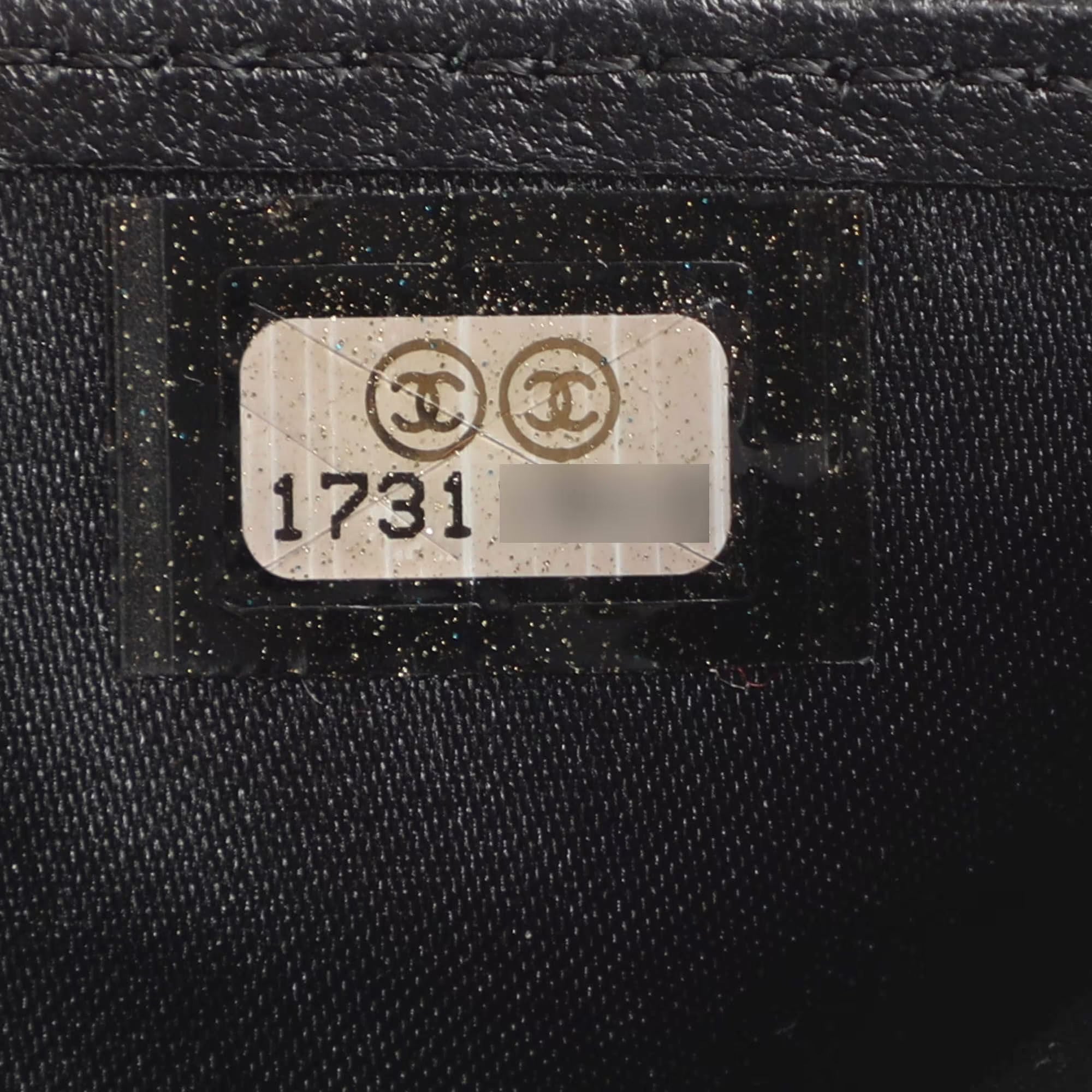 Chanel CC Black Quilted Coated Tweed Zip Around Wallet