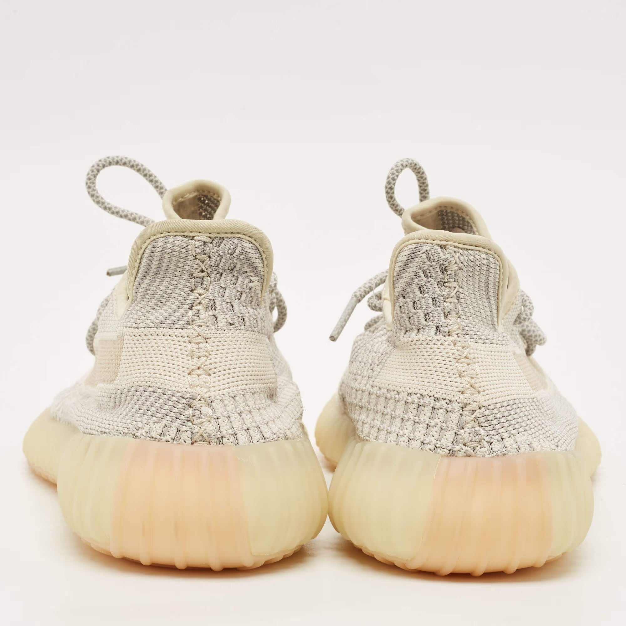Yeezy x Adidas Boost 350 Natural V2 Size 45.5 Grey/White Knit Fabric Low Top Sneakers