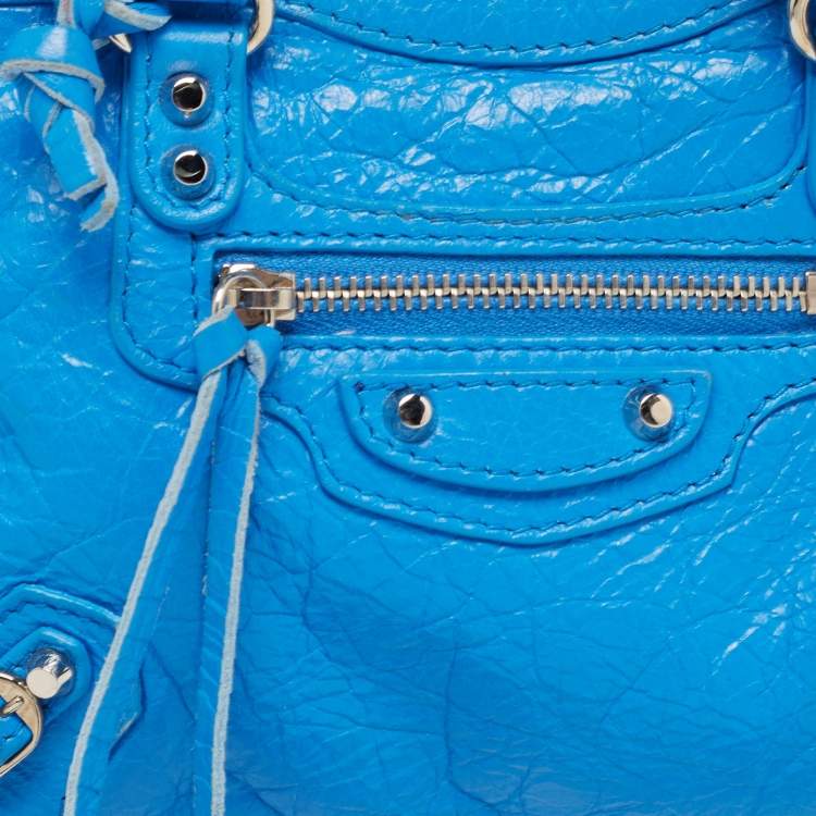 Balenciaga Blue Leather Nano Classic City Tote