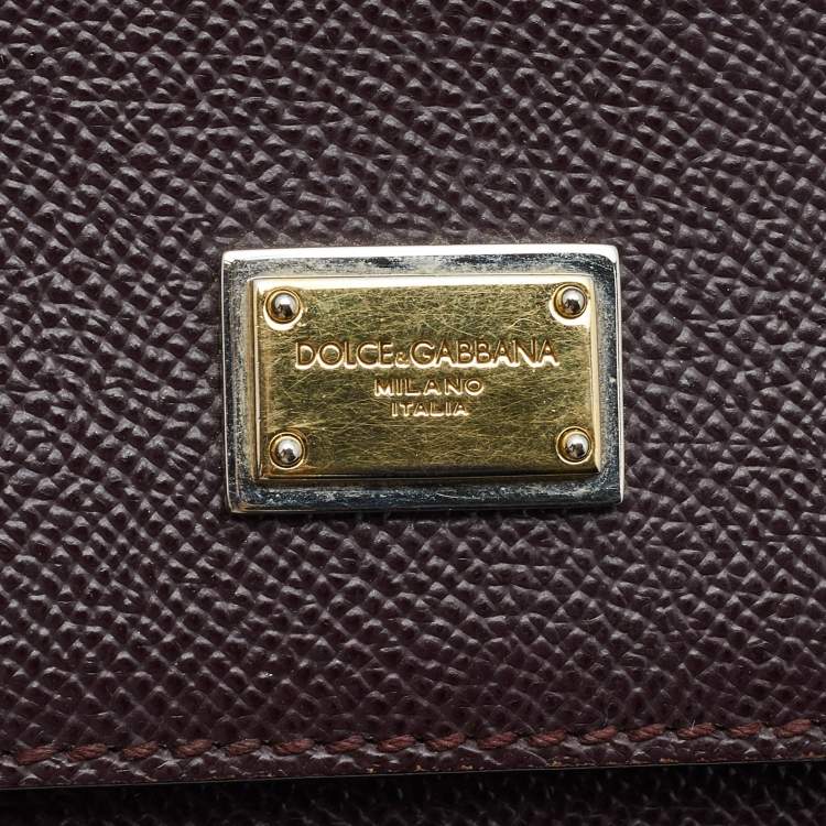 Dolce & Gabbana Burgundy Leather Medium Miss Sicily Top Handle Bag