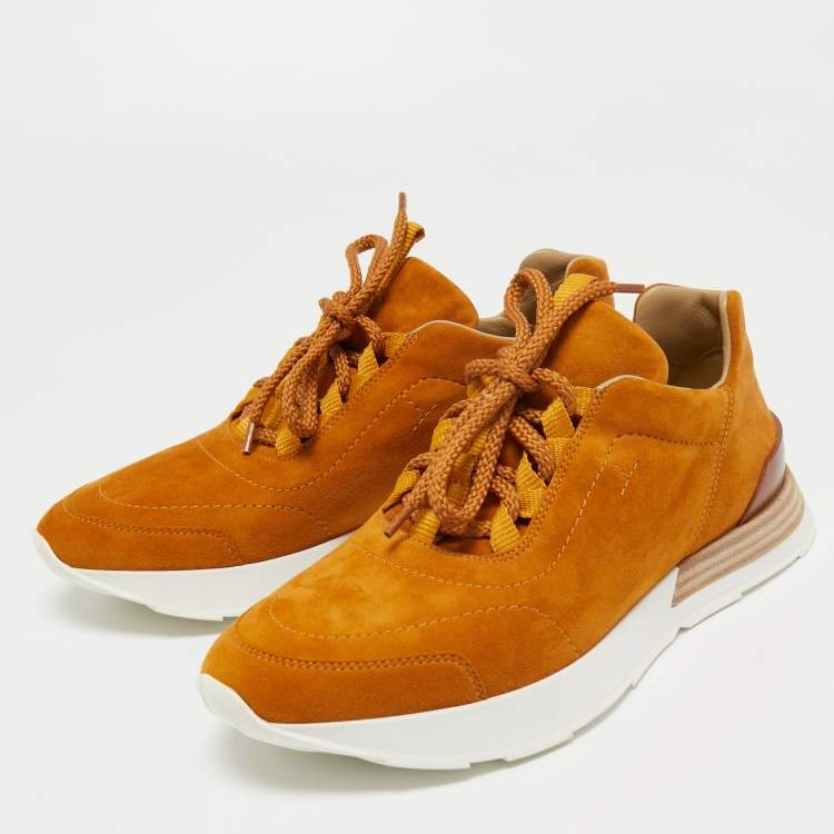Hermes Light Brown Suede Buster Sneakers Size 39.5