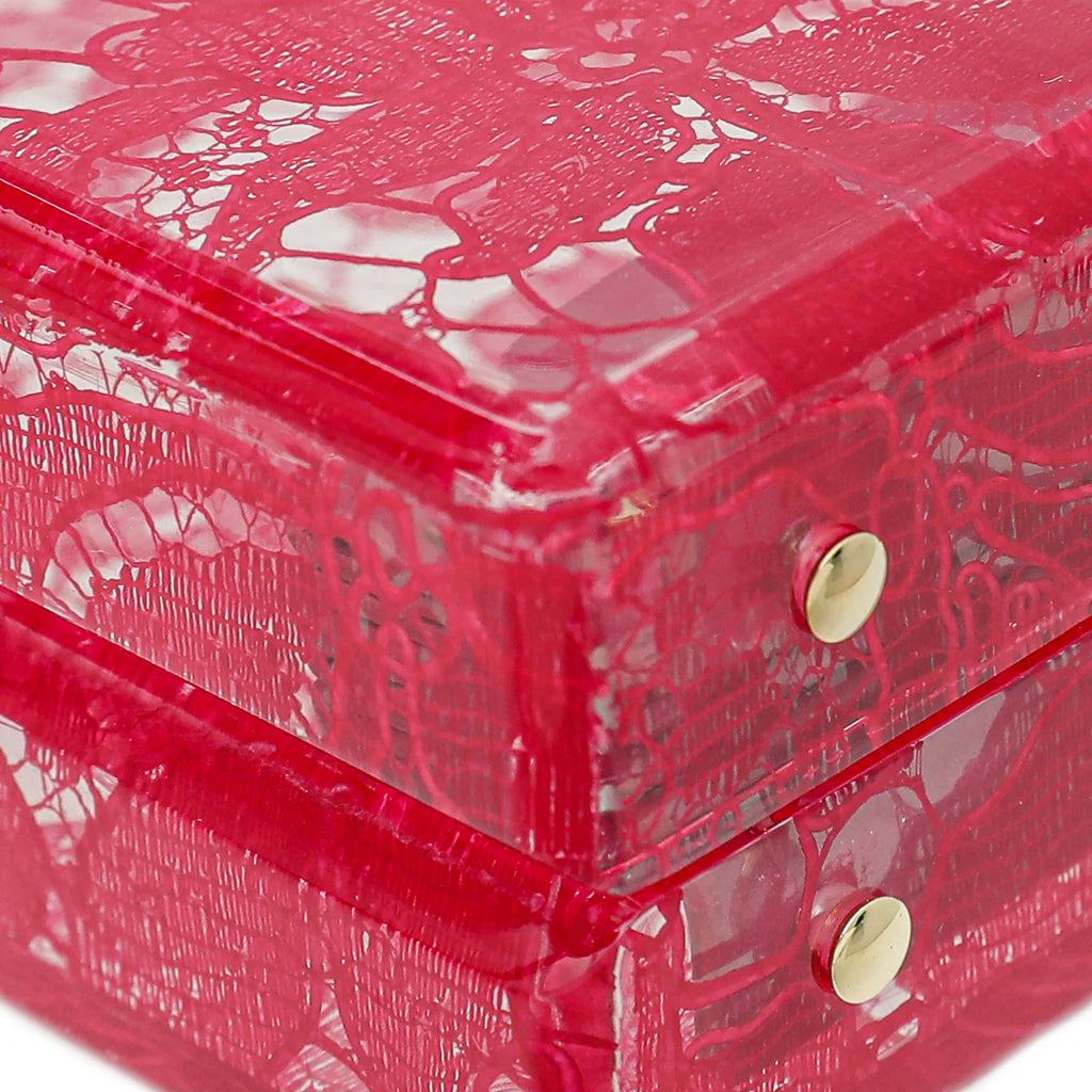 Dolce & Gabbana Red Plexiglass and Lace Box Pocket Clutch