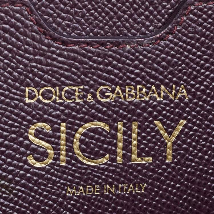 Dolce & Gabbana Burgundy Leather Medium Miss Sicily Top Handle Bag
